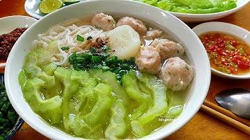 BÚN CÁ THÁC LÁC VIÊN KHỔ QUA ít dầu mỡ cách nấu không khó nguyên liệu dễ mua rất ngon |Nhamtran FV