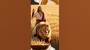 Jesus Christ Riding a Lion Through the Golden Wheat Field — The King of Glory