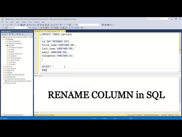 How to RENAME COLUMN in table in SQL class=