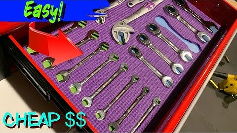 Shadow a toolbox with stuff from dollar general.  Yoga mat cuts easy, no need to trace, just cut
