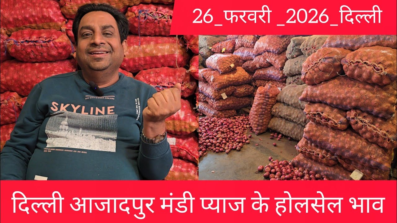 February 26, 2026 दिल्ली 🧅प्याज के होलसेल भाव azadpur delhi mandi onion market price #onionmarket