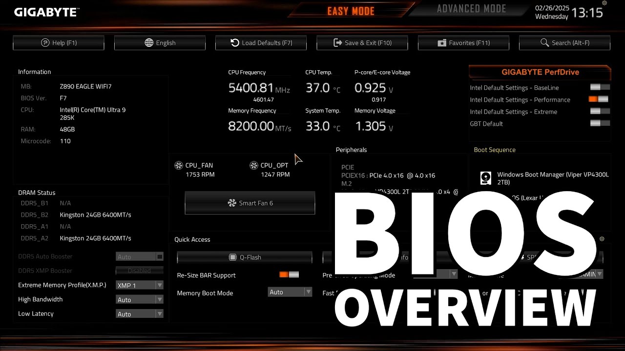 Gigabyte Z890 Eagle WiFi7 Motherboard BIOS Overview - YouTube