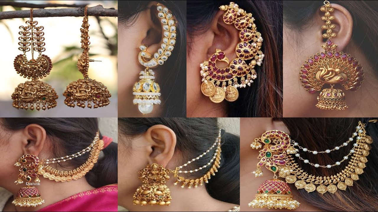 Beautiful Gold Ear Chains Designs, Gold Matilu, Champasaralu, Stylish Ear  Cuffs - YouTube