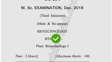 Dec 2018 Dcrust MSc Biotechnology 3rd Sem Plant Biotechnology Question Paper