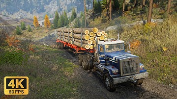 Logging on muddy roads - Pacific P512 PF - SnowRunner 4k (No Commentary)