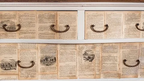 how to make a "book page" decoupage dresser