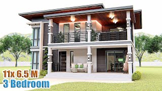 HOUSE DESIGN IDEA | 11 X 6.5 Meters | 2 storey 3 Bedroom House