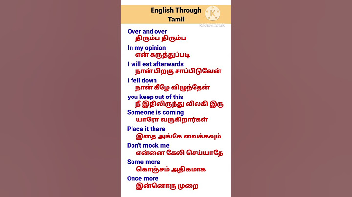 Simple sentences in English Through Tamil