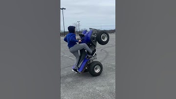 Teaching my boy how to wheelie going wrong 😂😅 #wheelie #yamaha #fail #atv
