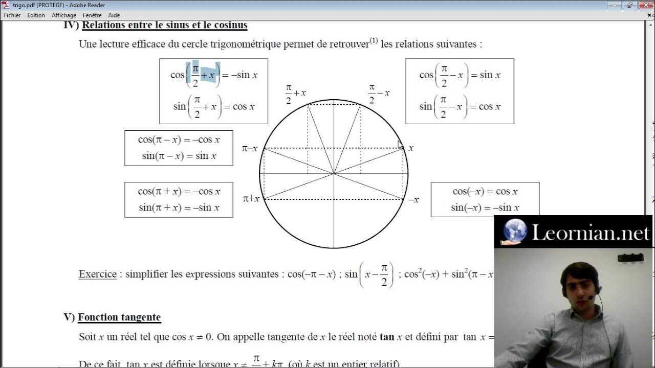 Trigonométrie (2/3) - Propriétés des Fonctions Sinus et Cosinus - Maths