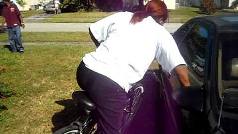 My Mom Trying To Ride The Bike!!!