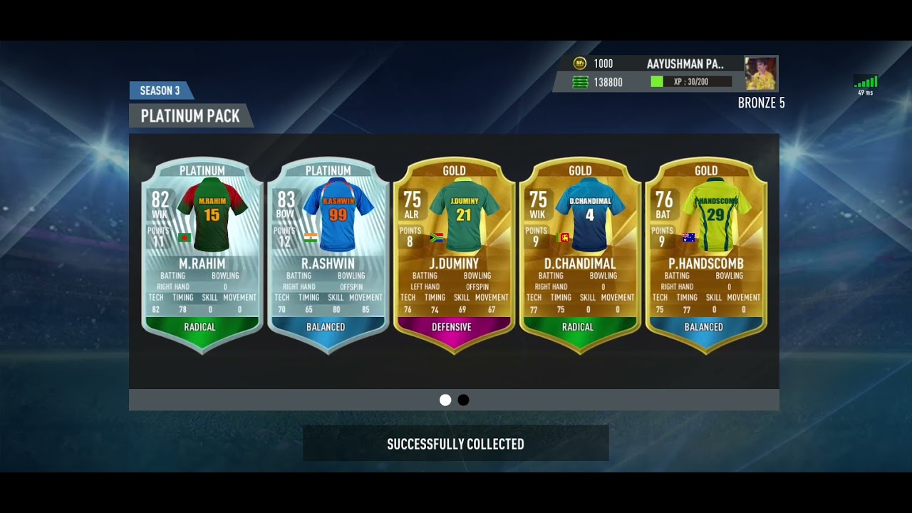 opening Platinum player card pack in real cricket 20 - YouTube