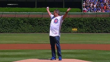 SF@CHC: Jon Lovitz throws the first pitch at Wrigley