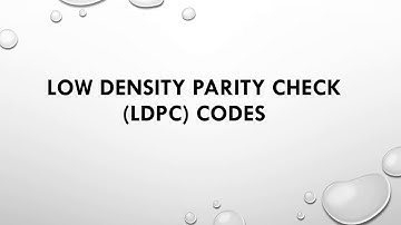Low Density Parity Check (LDPC) Codes ! LDPC codes in error control coding