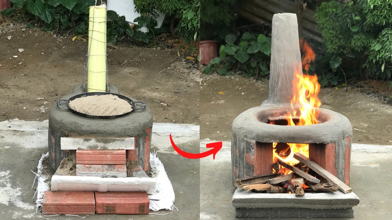 DIY outdoor smokefree wood stove / Save firewood YouTube