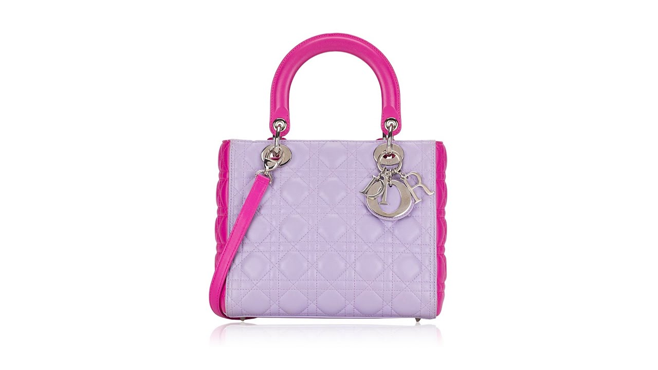 Christian Dior Bi Color Lambskin Cannage Medium Lady Dior Pink Purple ...
