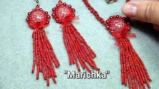 Necklace and earrings with cabochons/ Set &quot;Marichka&quot;