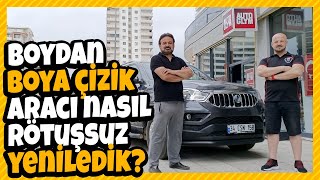 Boydan boya çizilen aracı yarım saatte boyasız, rötuşsuz nasıl yeniledik?