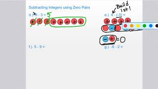 Using Zero Pairs to Subtract Integers