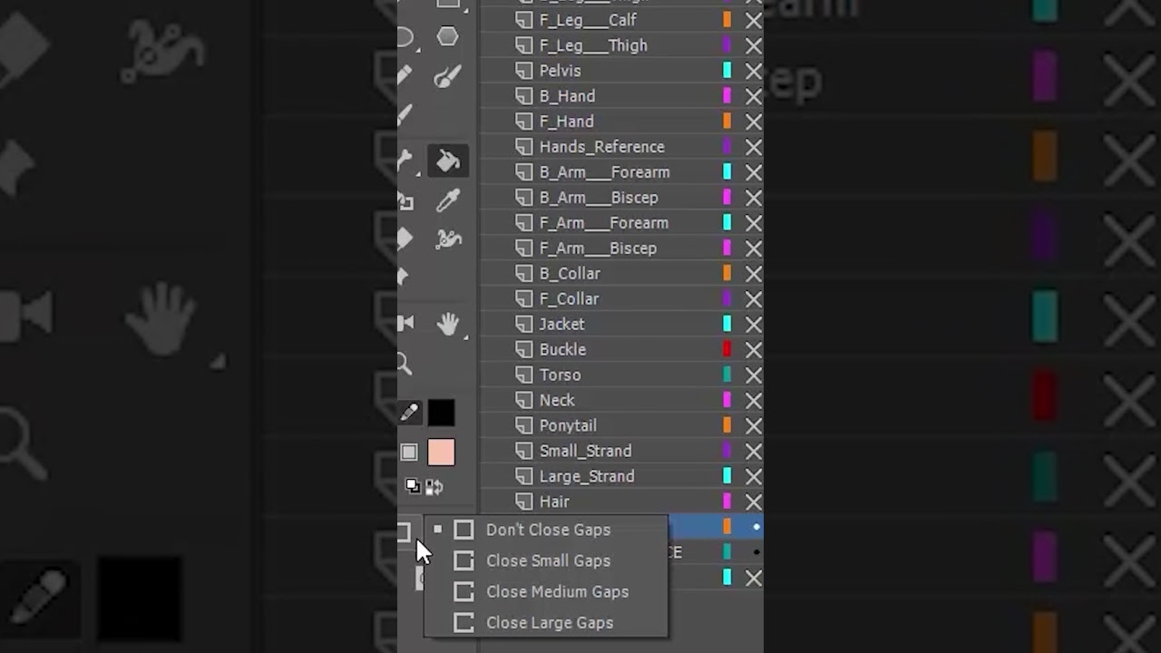 Советы по использованию инструмента «Заливка» в Adobe Animate: Пипетка + Заливка + Размер зазора