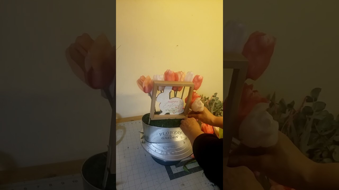 Easter Bunny Flower Arrangement with Metal Container