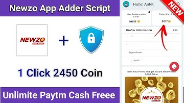 Newzo App Coin Adder Script | Newzo App Payment Proof | Newzo App Unlimited Trick ||