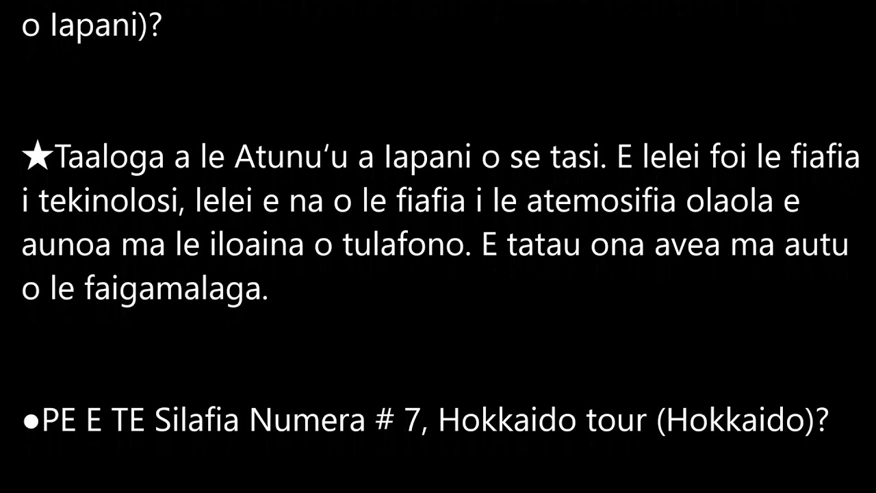 Samoan  NO26  Iapani Ata Tifaga faatonu kurosawa