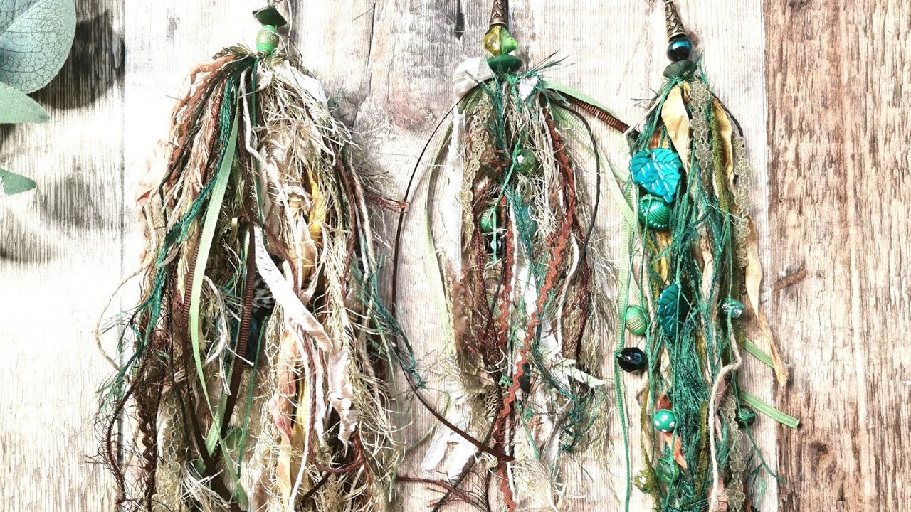 How To Make A Boho Tassel Dangle - Junk Journal Jewellery - Fabric Embellishments