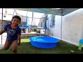 Diving off trampoline onto swimming pool 🙌 Gio