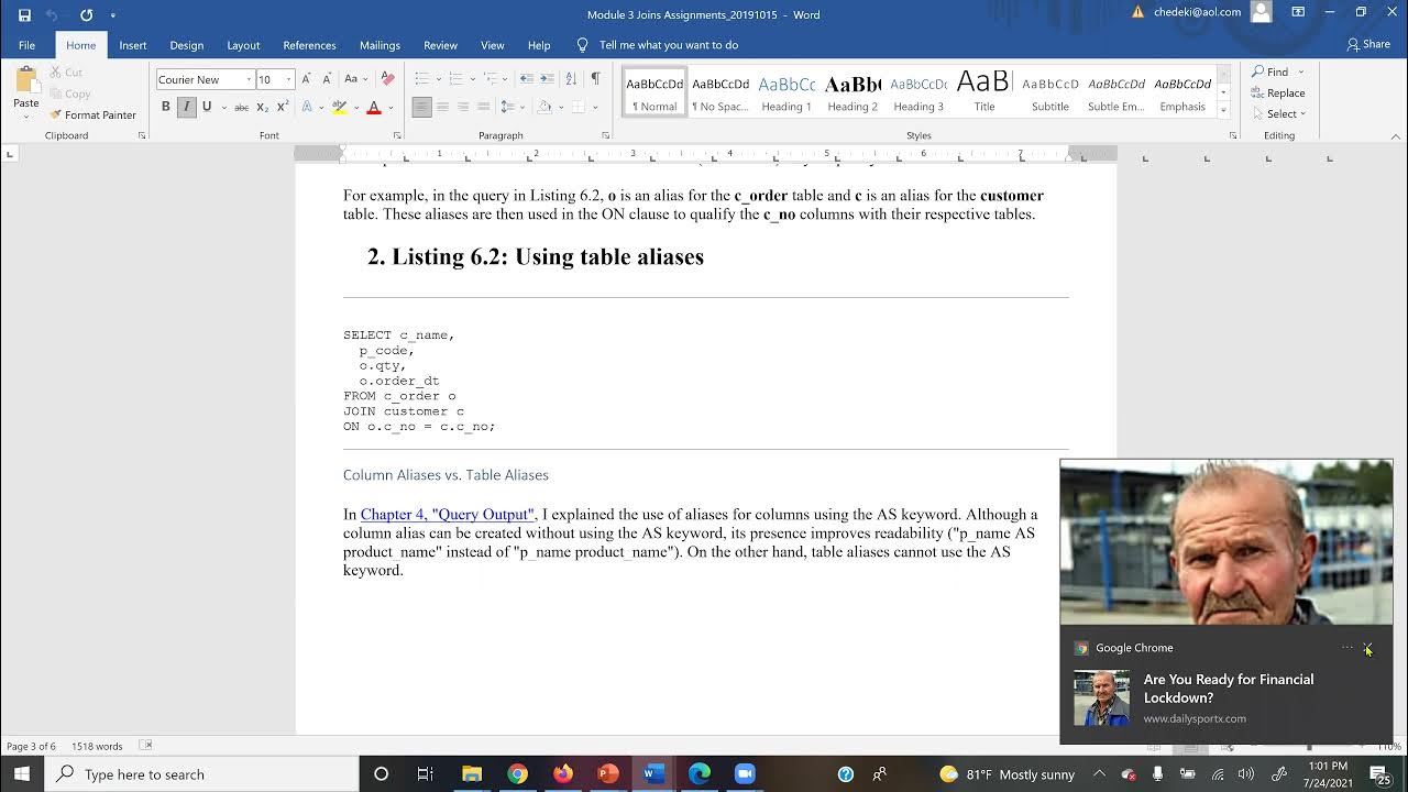 MySQL Workbench Assignment Select statement with Join. Query 2 or more tables YouTube