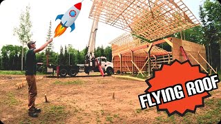 Crane Lifting A Giant Truss Roof: From The Ground To The Sky