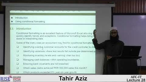 CA AFC 04 IT by Sir Tahir Aziz Lecture # 27 (MS Excel) | Office 365 |