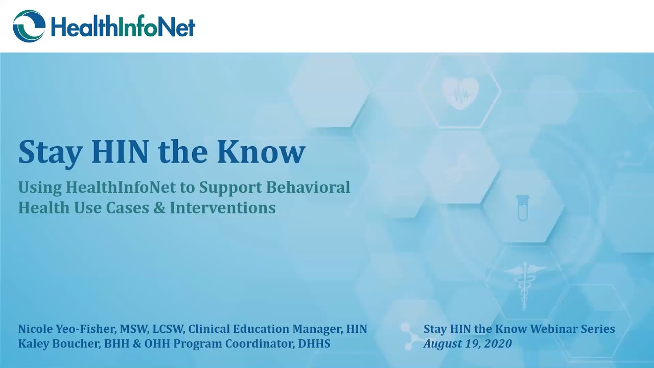 Healthinfonet HealthInfoNet Using HealthInfoNet to Support Behavioral Health Use ...