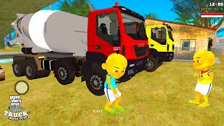 Upin & ipin Cuci Truk Cement di Kolam Kota , Coba Aksi Mobil Truk Molen Seharian 🤣 Dunia Oyya