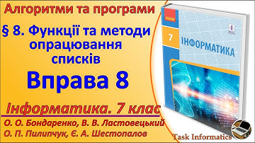Вправа 8. Функції та методи опрацювання списків | 7 клас | Бондаренко