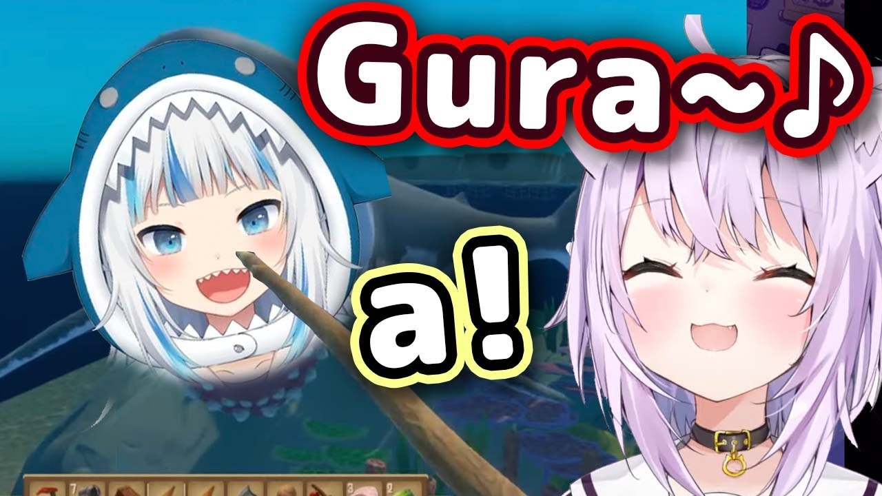 Okayu Does Cute Gura Impression While Hunting A Shark 【ENG Sub/Hololive】