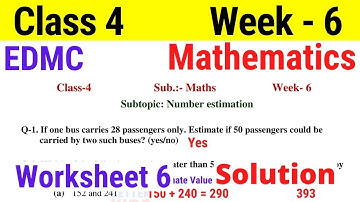 EDMC Class 4 Maths Week 6 Worksheet 6 / Class 4th maths worksheet 6 Week 6 with solution