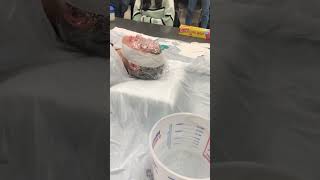 Teaching how to make a full face plaster mask Part 1 of 3