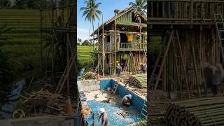 Abandoned Bamboo House Restored into Luxury Paradise 🌴 #shorts #viral #ai