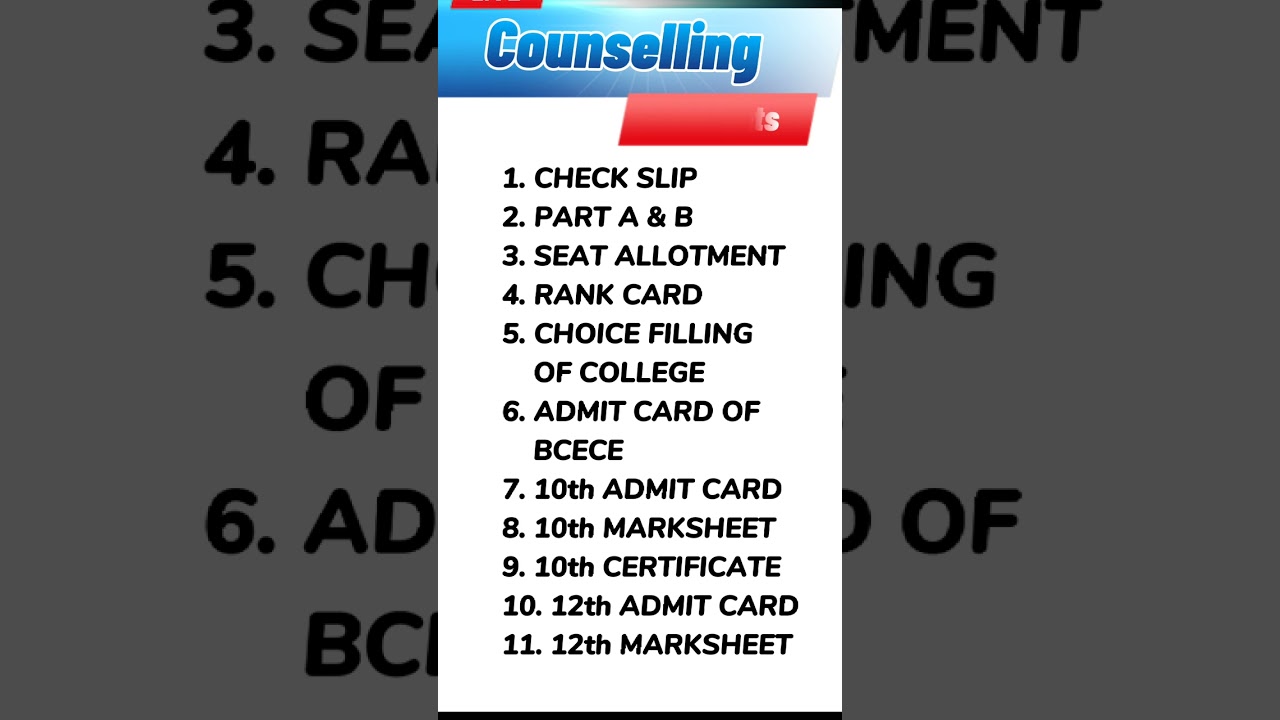 {BCECE-2023} DOCUMENTS LIST| WATCH TILL END🤗🥰🤔💯, Take SS COUNSELLING BCECE 2023, 