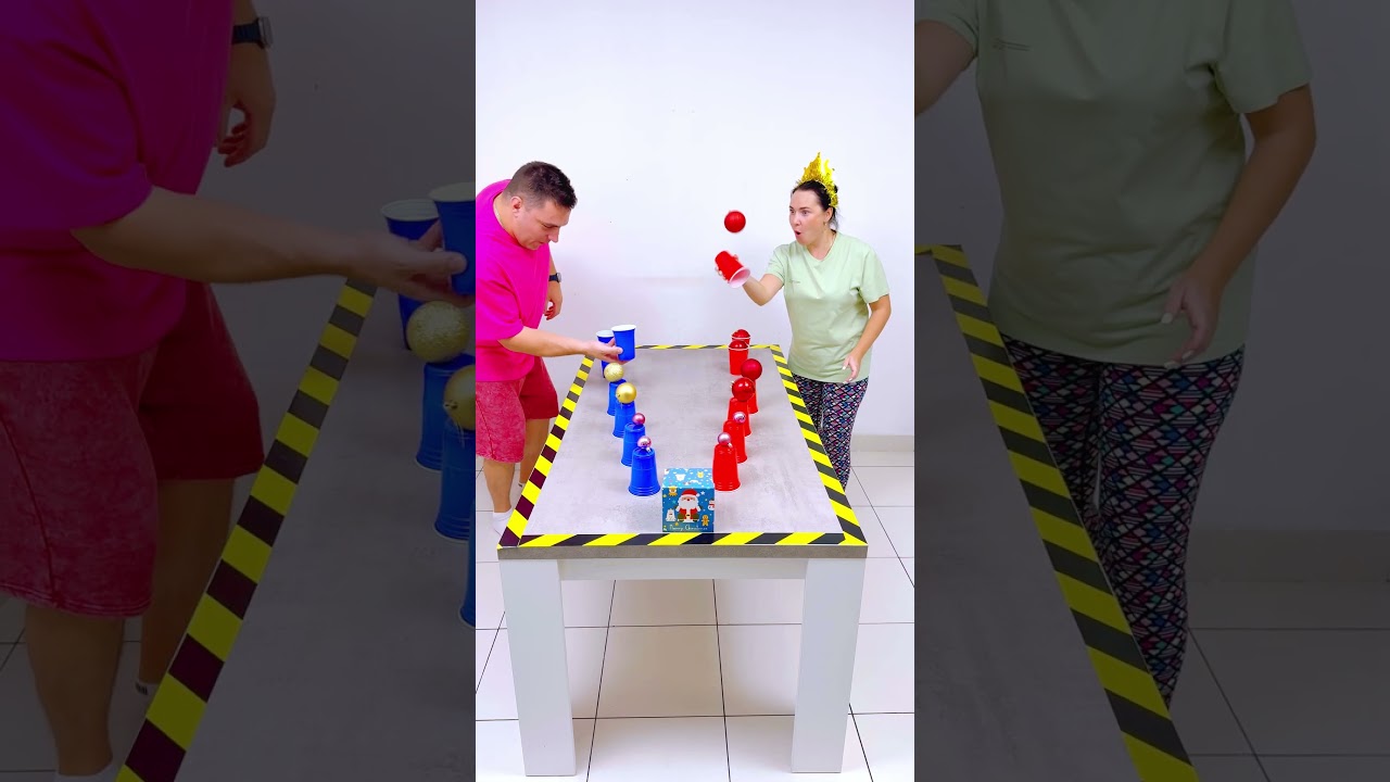 Christmas tree Balls with Cups Challenge #shorts Eva Alisa Family Shorts
