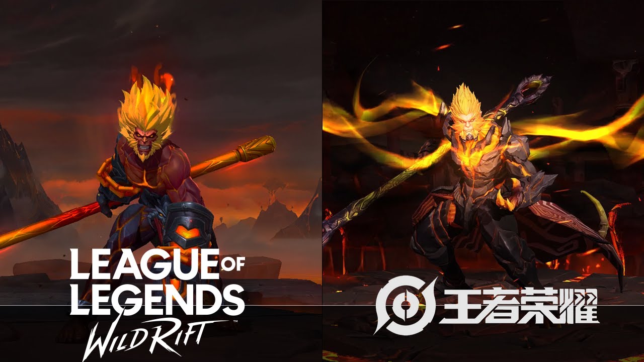 LOL vs HOK | The Hero "Sun Wukong"(monkey king) Comparison Side by Side (EP.4) 英雄联盟vs王者荣耀之真假美猴王
