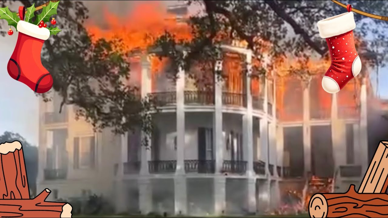 Relaxing Crackling Nottoway Plantation ~ Holiday Yule Log Ambience - 3 Hours (No Music)
