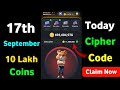 Hamster Kombat daily cipher today 17 September | hamster kombat daily cipher | Daily cipher today