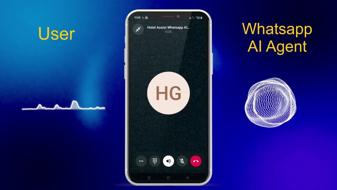 WhatsApp AI agent demo showing voice and chat interaction for hotel booking