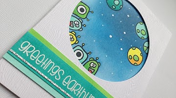 Greetings earthling, card tutorial With The Alley Way Stamps