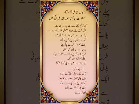 حضرت عائشہ صدیقہ فرماتی میاں بیوی کے رشتے میں بہترین نصیحت Islamic Short 2025 Shots Allah