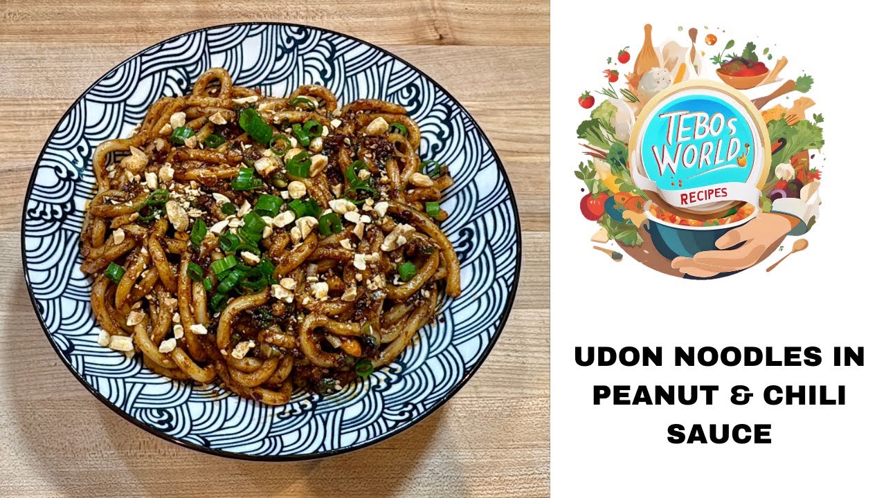 Лапша удон в арахисово-чили соусе | Домашние сычуаньские хрустящие чипсы из чили + история