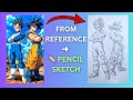 Goku &amp; Vegeta Pencil Sketch from Reference | Anime Drawing Step by Step
