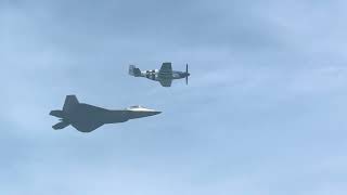 P-51 Mustang F-22 Raptor Heritage Flight Over Cocoa Beach in 4k HDR